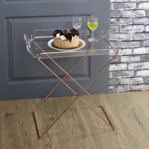 27" X 19" X 34" Clear Glass And Gold Serving Cart