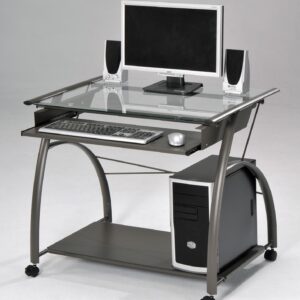 32" Clear Glass Mirrored Rectangular Computer Desk