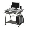 32" Clear Glass Mirrored Rectangular Computer Desk - Image 2