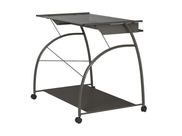 32" Clear Glass Mirrored Rectangular Computer Desk - Image 3