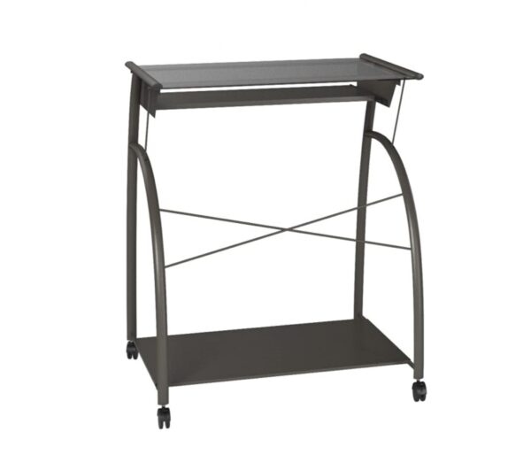 32" Clear Glass Mirrored Rectangular Computer Desk - Image 4