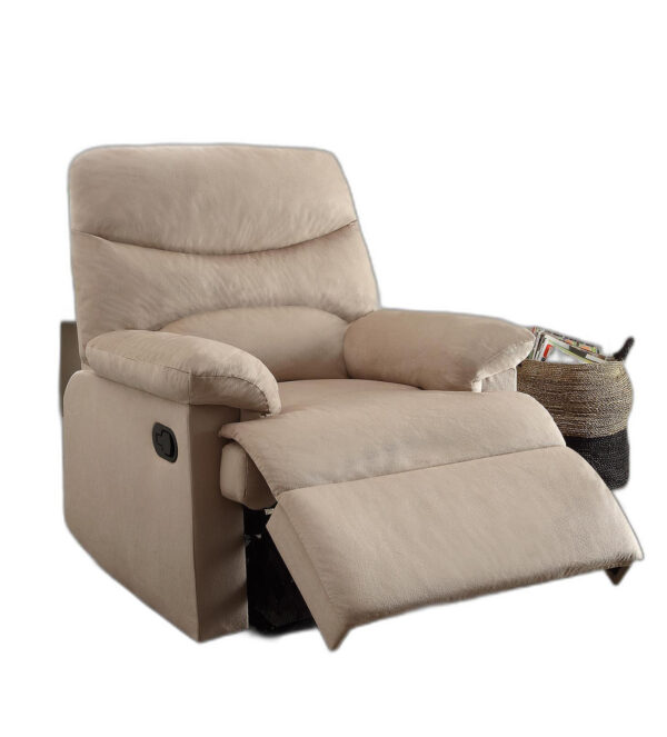 Recliner , Light Brown Woven Fabric - Woven Fabric, Wood (Solid Light Brown Woven Fabric - Image 2