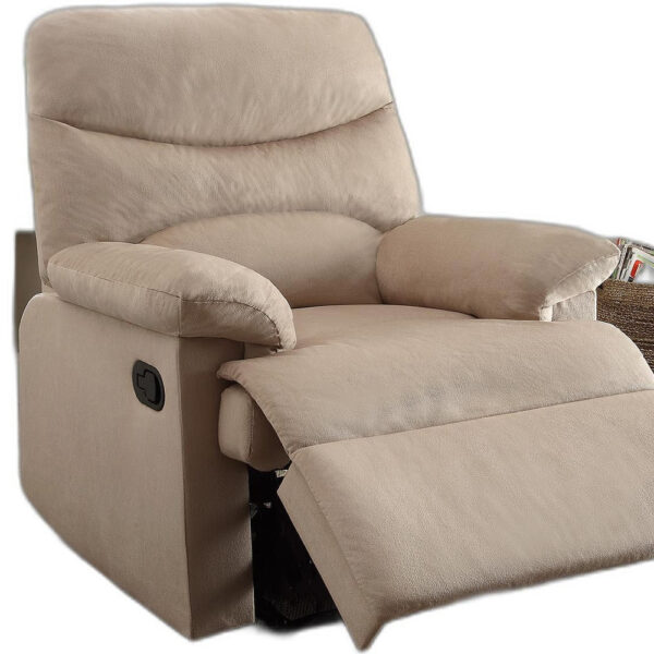 Recliner , Light Brown Woven Fabric - Woven Fabric, Wood (Solid Light Brown Woven Fabric - Image 4