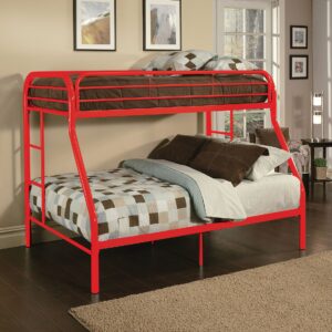 78" X 54" X 60" Twin Over Full Red Metal Tube Bunk Bed