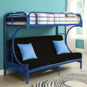 78" X 41" X 65" Twin Over Full Navy Metal Tube Futon Bunk Bed