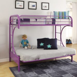 78" X 41" X 65" Twin Over Full Purple Metal Tube Futon Bunk Bed