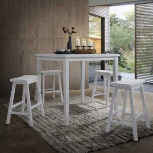 36" X 36" X 36" 5pc White Rubber Wood Counter Height Set