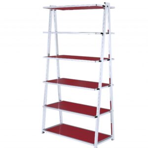 File Cabinet in Red High Gloss and Chrome - Metal Tube, MDF, Poly Ven Red High Gloss and Chrome