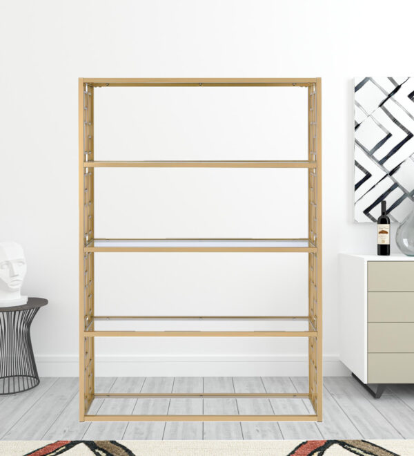72" Geometric Bookcase Back Open With Frame