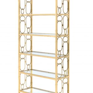 36" X 19" X 77" Clear Glass And Gold Bookcase