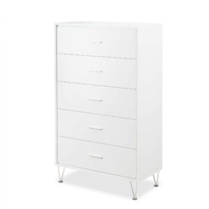 32" White Manufactured Wood Five Drawer Standard Chest