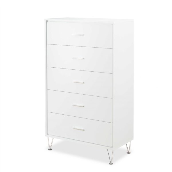 32" White Manufactured Wood Five Drawer Standard Chest