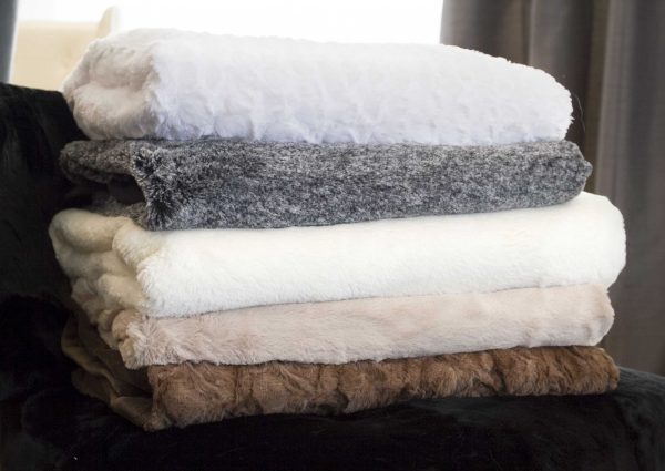 50" x 70" Ivory Mink Faux Hide Throw - Image 4