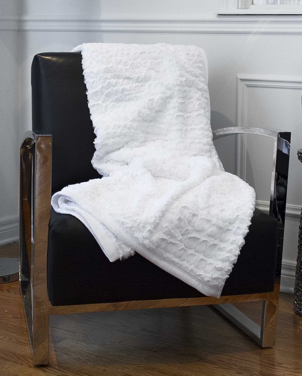 50" x 70" Ivory Mink Faux Hide Throw - Image 5