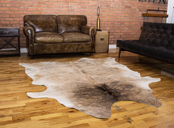6' x 7' Light Taupe and Brown Exotic Cowhide  Rug - Image 4
