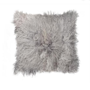 18" x 18" x 5" Gray Sheepskin  Pillow