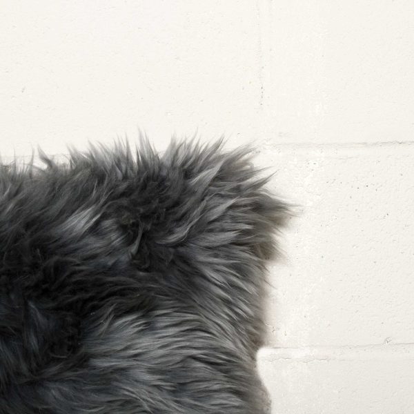 18" x 18" x 5" Gray Sheepskin  Pillow - Image 2