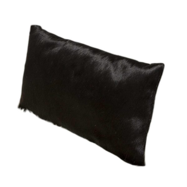12" x 20" x 5" Black Cowhide  Pillow - Image 2