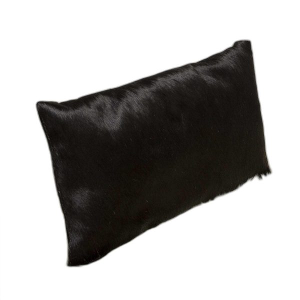 12" x 20" x 5" Black Cowhide  Pillow - Image 3