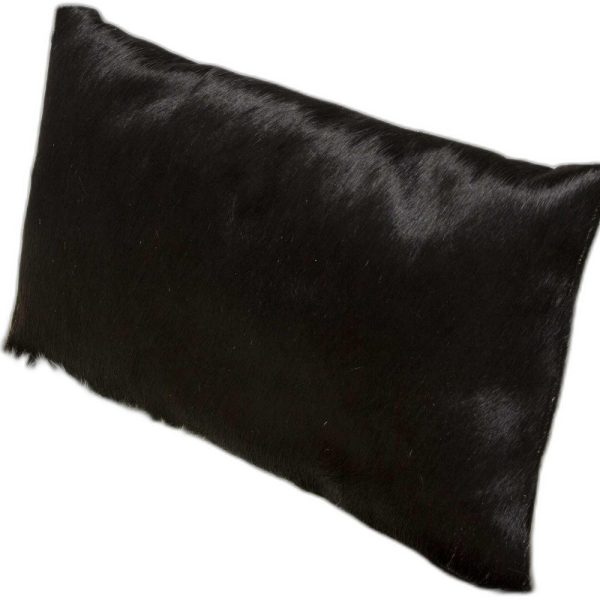 12" x 20" x 5" Black Cowhide  Pillow - Image 4