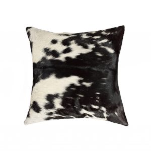 18" x 18" x 5" Black And White Cowhide  Pillow