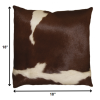 18" x 18" x 5" Brown And White Cowhide  Pillow - Image 3
