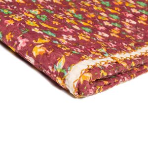 50" x 70" Maroon  Kantha Cotton   Throw Blanket