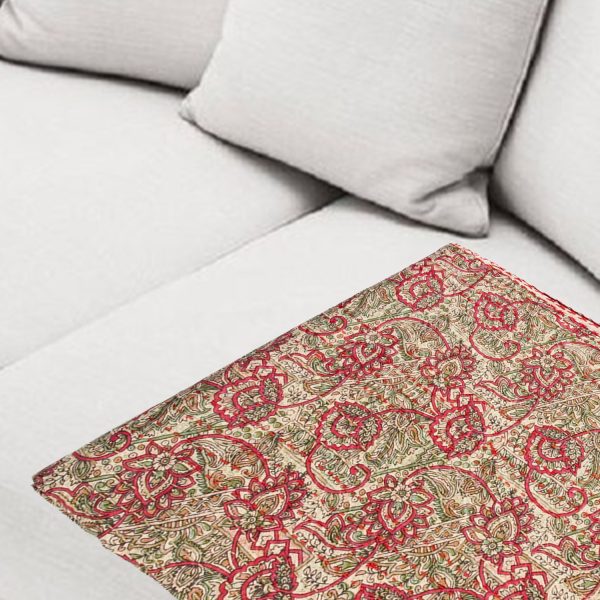 Beige Kantha Throw Blanket - Image 3