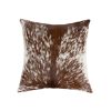 18" x 18" x 5" Salt And Pepper Brown And White Cowhide  Pillow