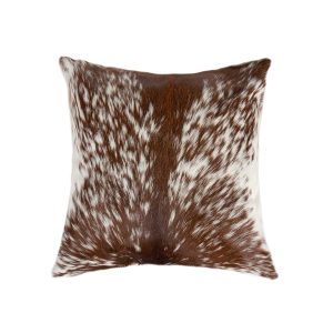 18" x 18" x 5" Salt And Pepper Brown And White Cowhide Pillow