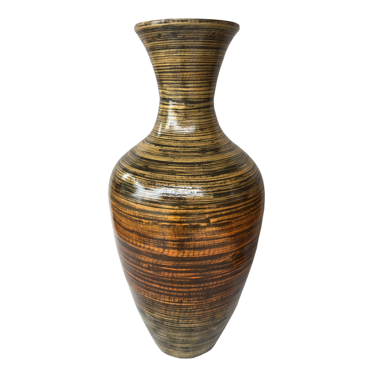 25" High Black And Gold Spun Bamboo Floor Vase - Image 3