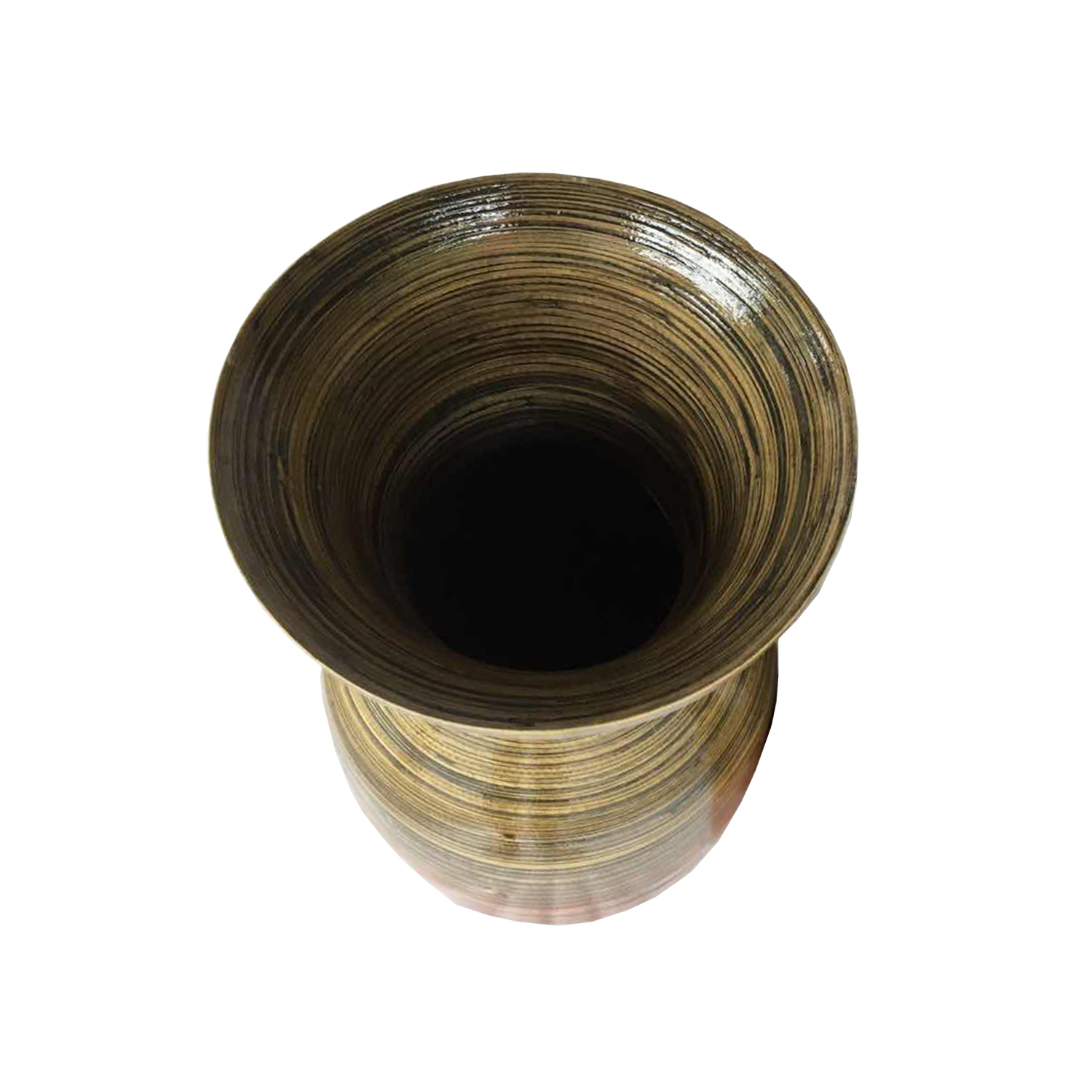 25" High Black And Gold Spun Bamboo Floor Vase - Image 4