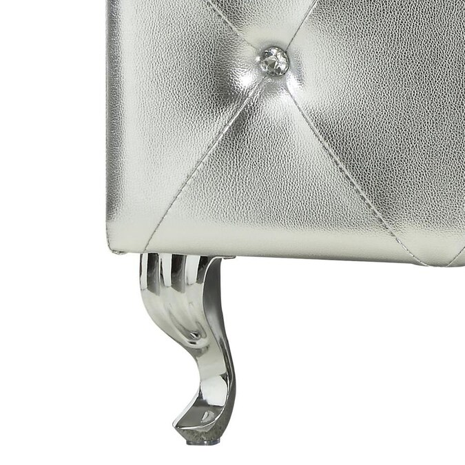 Silver Tufted Hard Wood Storage Bench - Image 4