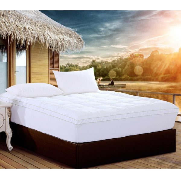 17" Square Quilted Accent Queen Piping Mattress Pad With Fitted Cover - Image 2