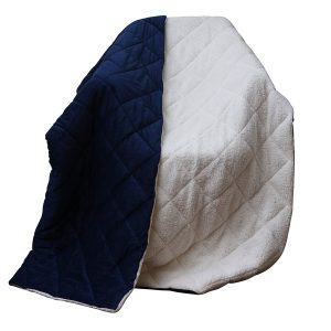 Super Soft Quilted Navy Navy Blue and Fleece Throw Blanket