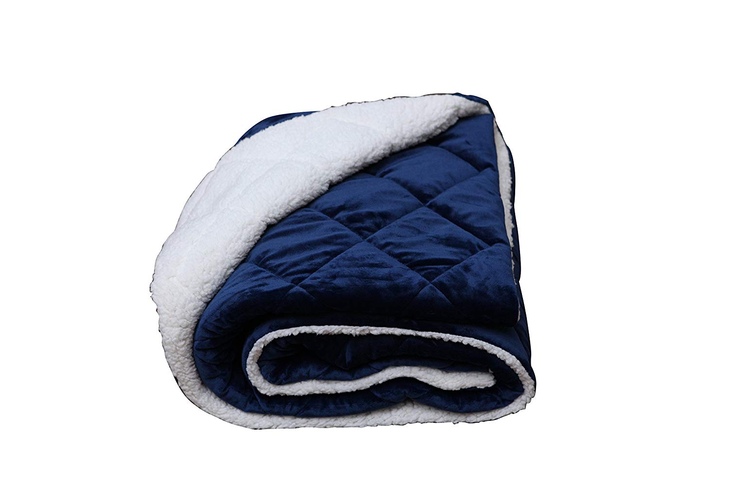 Super Soft Quilted Navy Navy Blue and Fleece Throw Blanket - Image 2