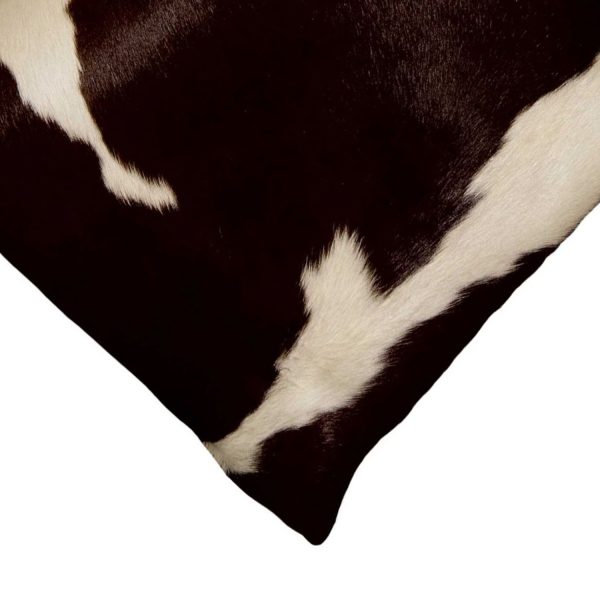 18" x 18" x 5" Chocolate And White Cowhide  Pillow - Image 3