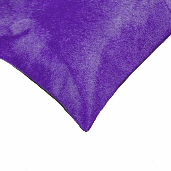 Hand Stitched Purple Natural Cowhide Decorative Pillow - Image 2