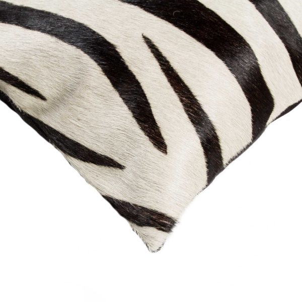 18" x 18" x 5" Zebra Black On Off White Cowhide  Pillow - Image 2