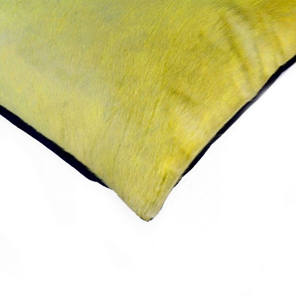 18" x 18" x 5" Yellow Cowhide  Pillow - Image 2