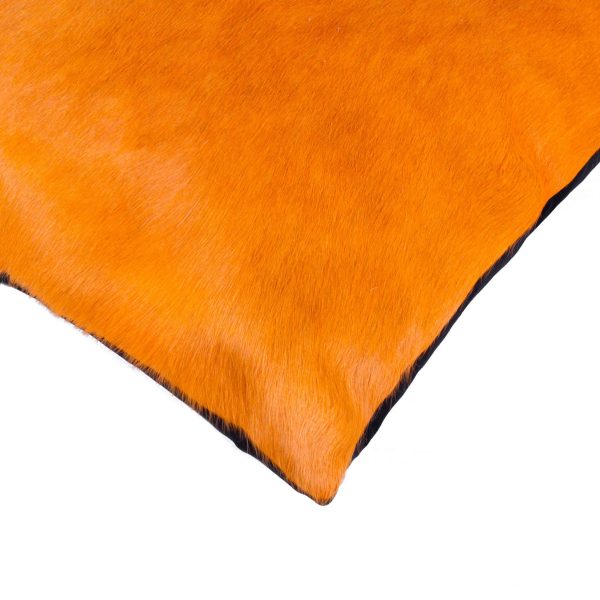 18" x 18" x 5" Orange Cowhide  Pillow - Image 2