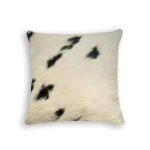 18" x 18" x 5" White And Black Cowhide Pillow