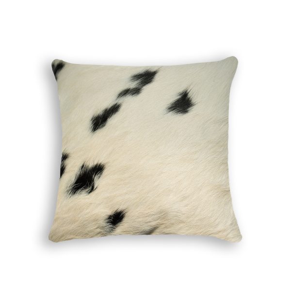 18" x 18" x 5" White And Black Cowhide  Pillow