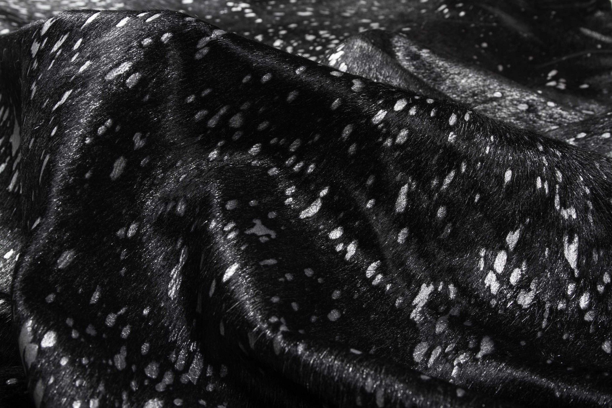 Black And Silver Cowhide Animal Print Area Rug - Image 2