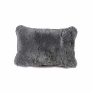 12" x 20" x 5" Gray Sheepskin  Pillow