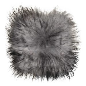 15" x 15" Silver Animal Print Sheepskin Square Chair Pad