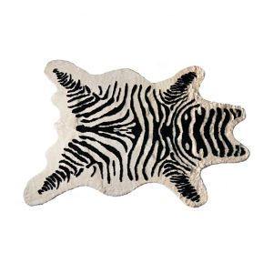 63" x 90" Zebra Black And White Print Area Rug