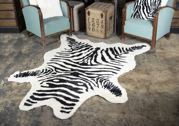 63" x 90" Zebra Black And White Print Area Rug - Image 3