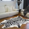 63" x 90" Zebra Black And White Print Area Rug - Image 4