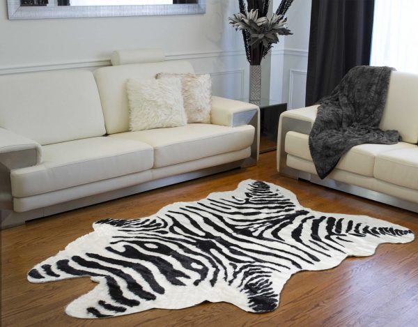 63" x 90" Zebra Black And White Print Area Rug - Image 4